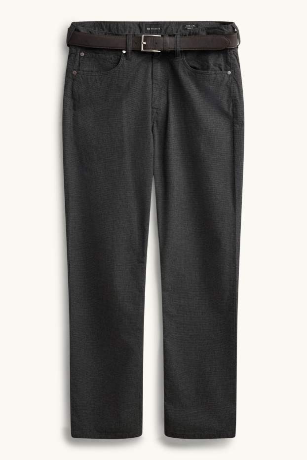 Men - Trousers with belt - regular fit - dark gray
