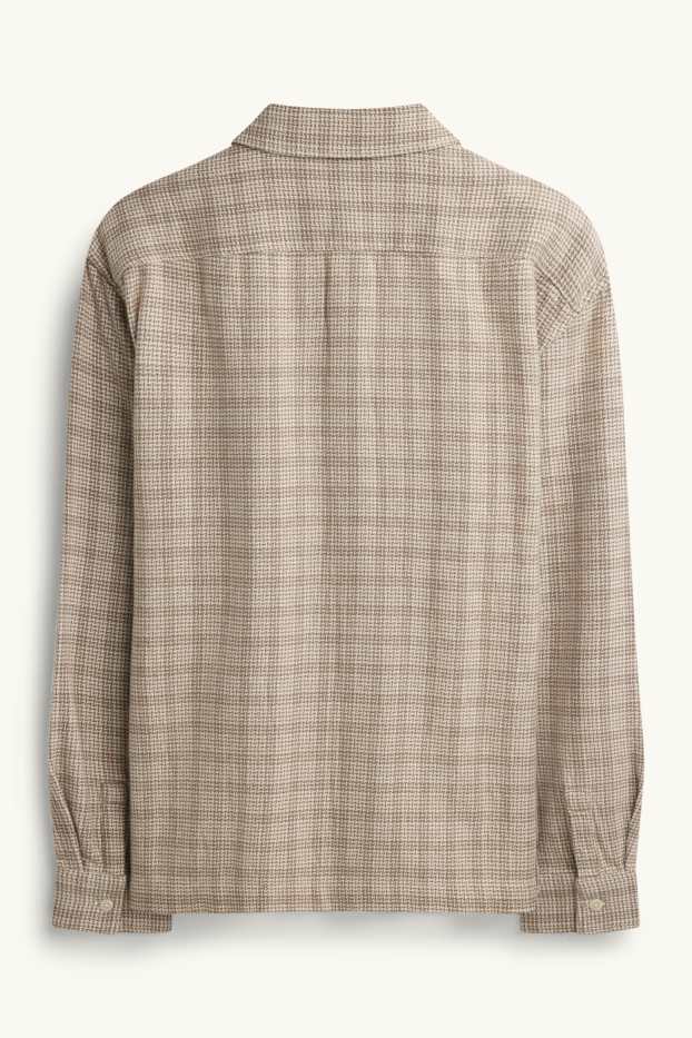 Uomo - Camicia - relaxed fit - collo all'italiana - a quadretti - beige