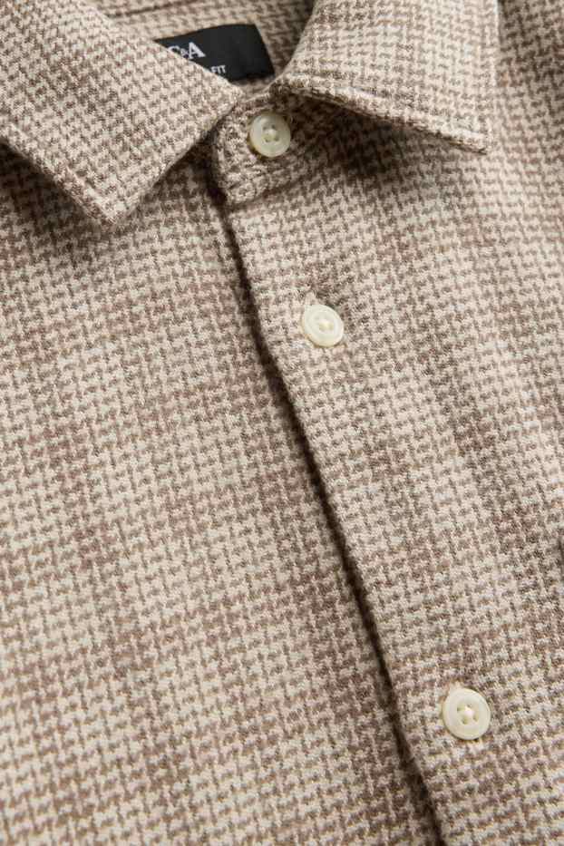 Uomo - Camicia - relaxed fit - collo all'italiana - a quadretti - beige