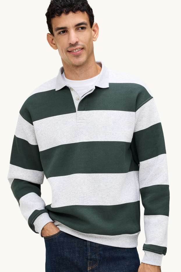 Heren - Sweatshirt - donkergroen / grijs