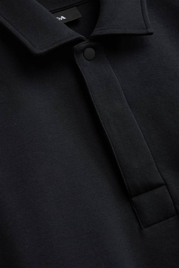 Men - Long sleeve polo shirt - relaxed fit - black