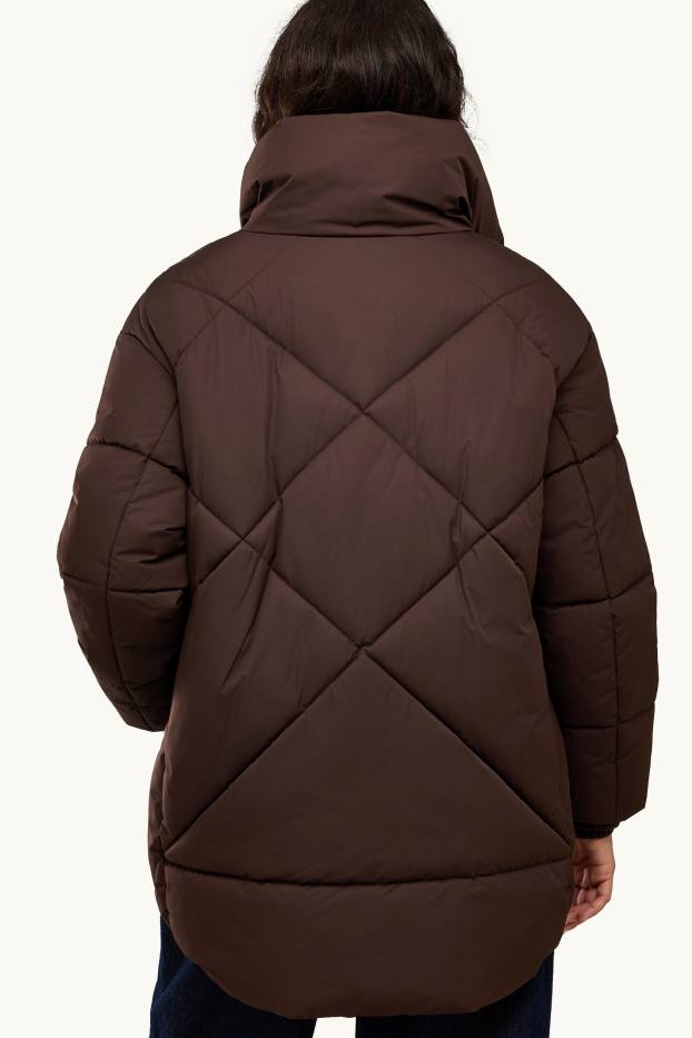 Women - Quilted jacket - water-repellent - dark brown