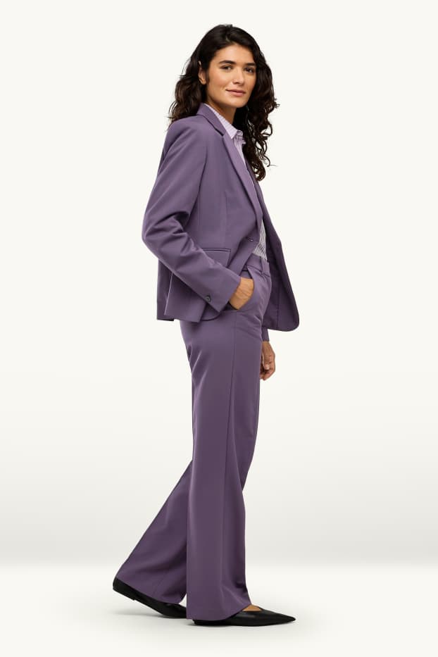 Damen - Business-Hose - High Waist - Wide Leg - lila