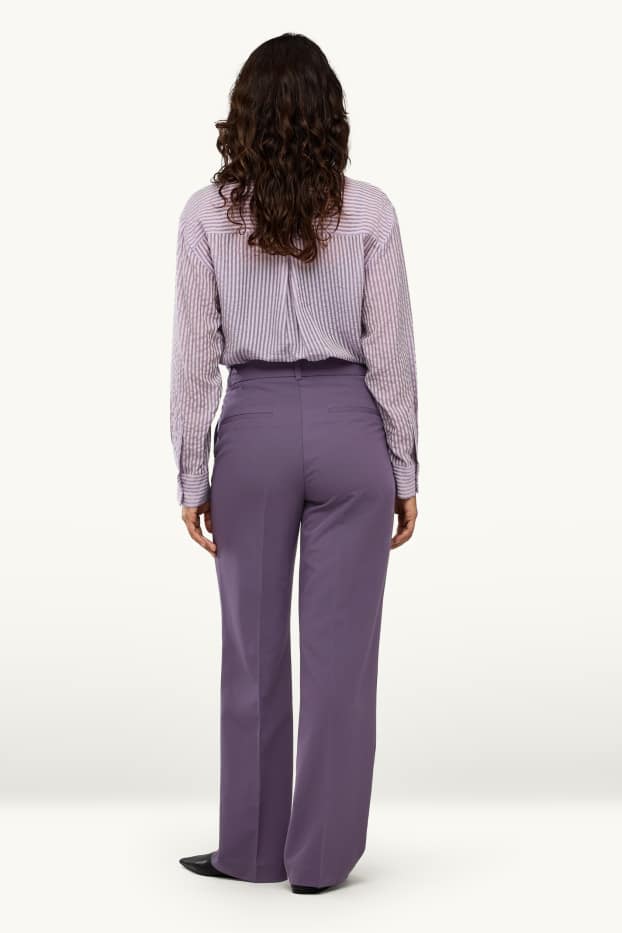 Damen - Business-Hose - High Waist - Wide Leg - lila
