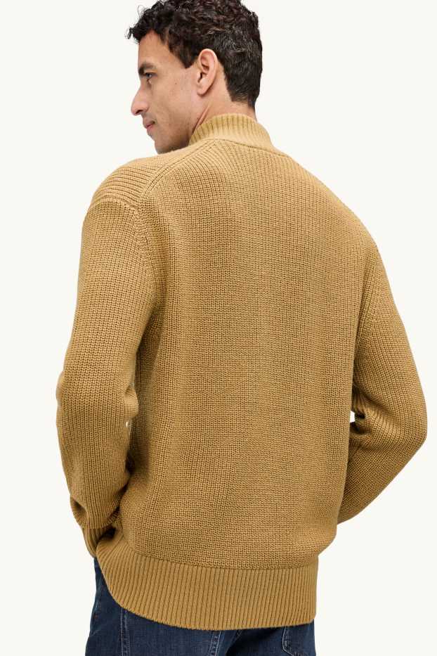 Men - Cardigan - mustard yellow