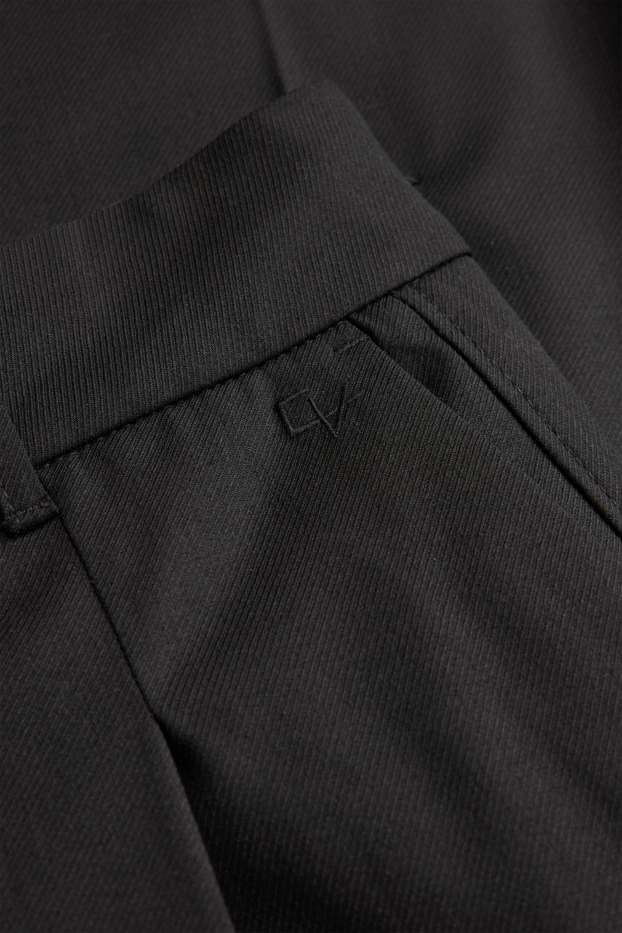 Dames - Pantalon - mid waist - wide leg - wolmix - zwart