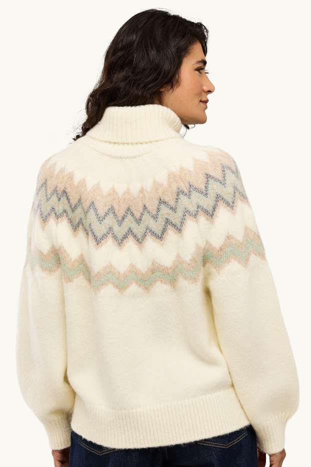 Dames - Coltrui - met patroon - glanseffect - crème wit