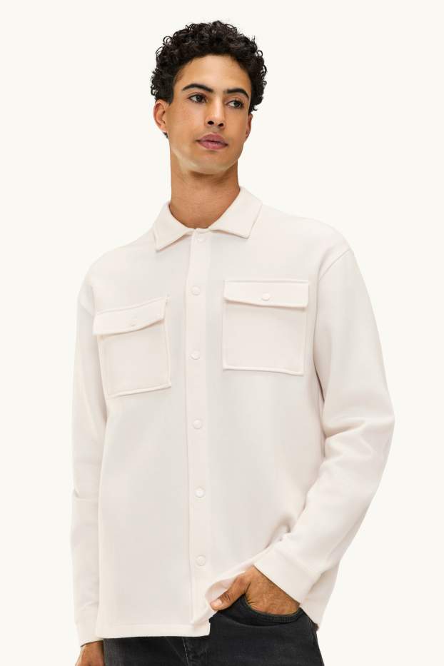 Hommes - Chemise - relaxed fit - col kent - blanc crème