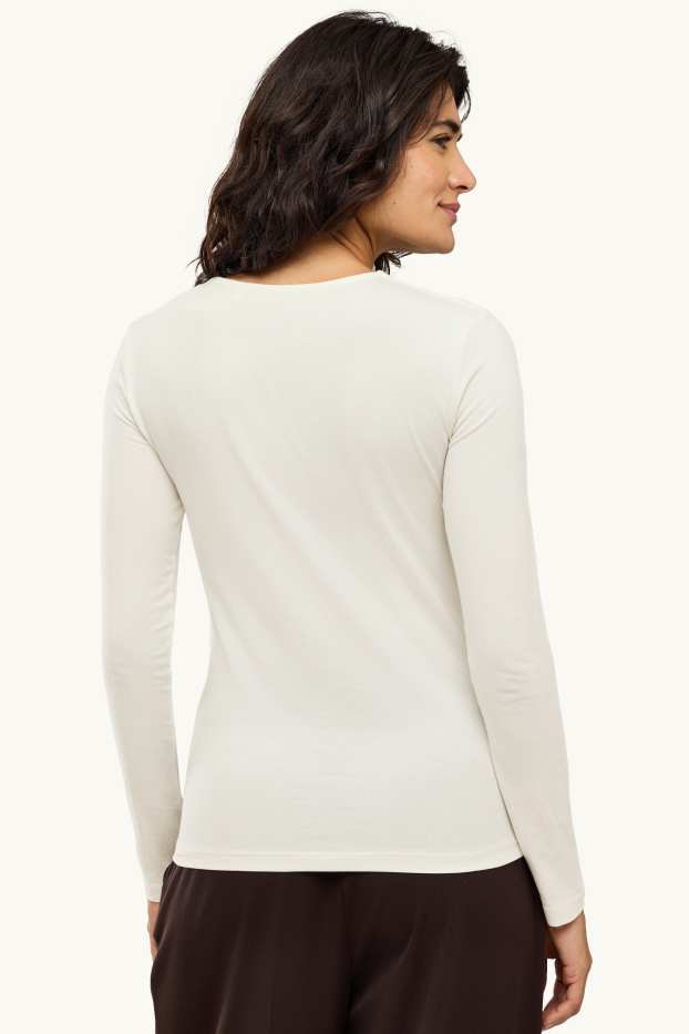 Damen - Langarmshirt - Slim Fit - weiß