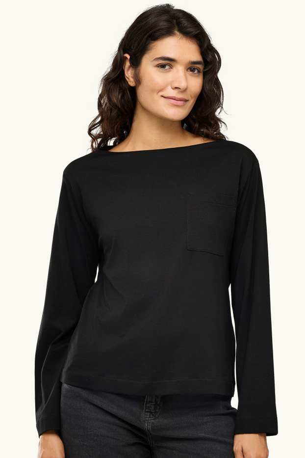 Dames - Longsleeve - relaxed fit - zwart