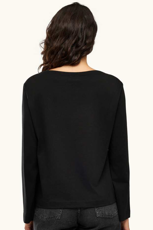 Dames - Longsleeve - relaxed fit - zwart