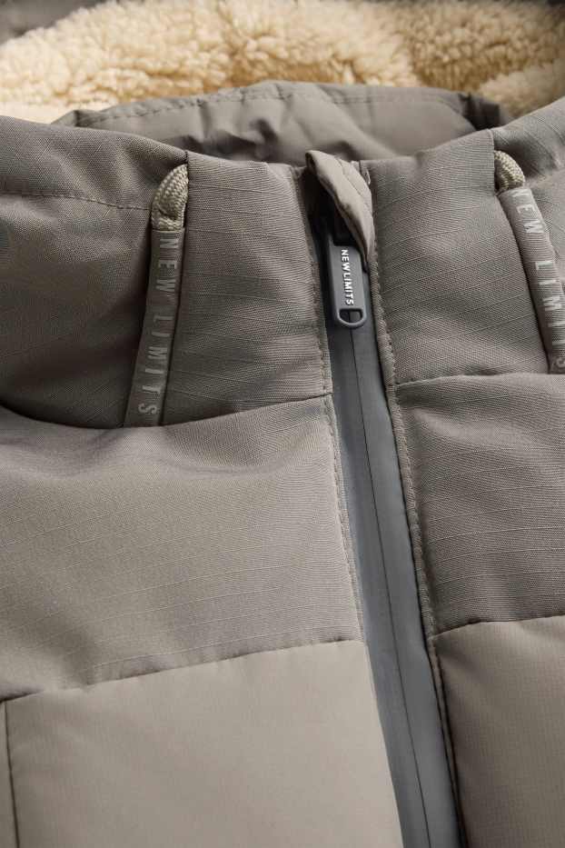 Kinder Buben - Steppjacke mit Kapuze - gefüttert - wasserabweisend - taupe