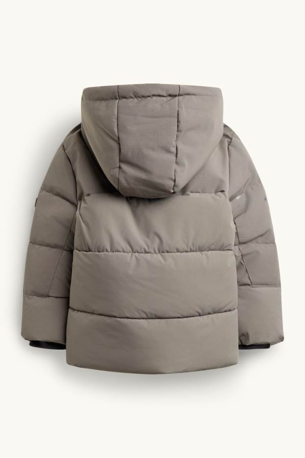 Kinder Buben - Steppjacke mit Kapuze - gefüttert - wasserabweisend - taupe