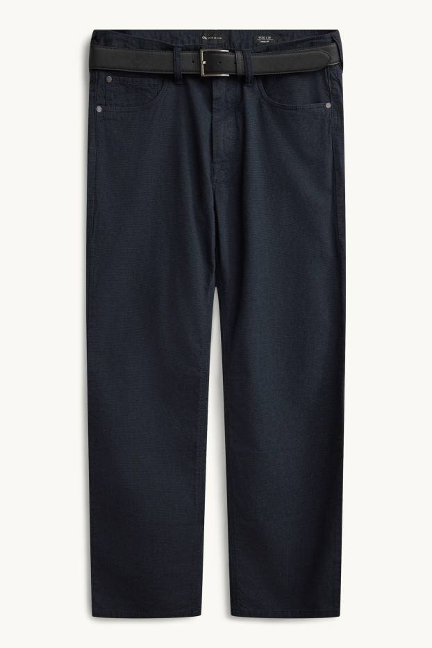 Men - Trousers with belt - regular fit - dark blue