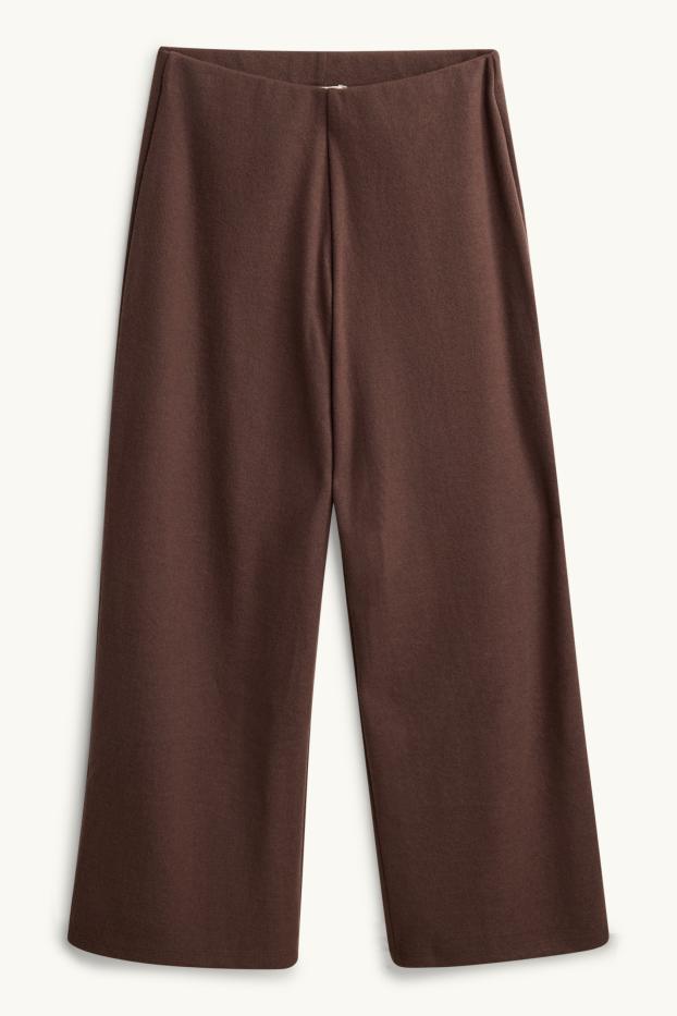 Femmes - Pantalon de jogging - finition côtelée - marron