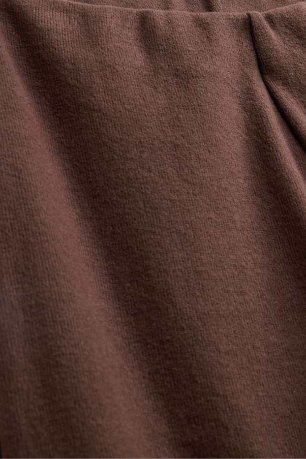 Femmes - Pantalon de jogging - finition côtelée - marron