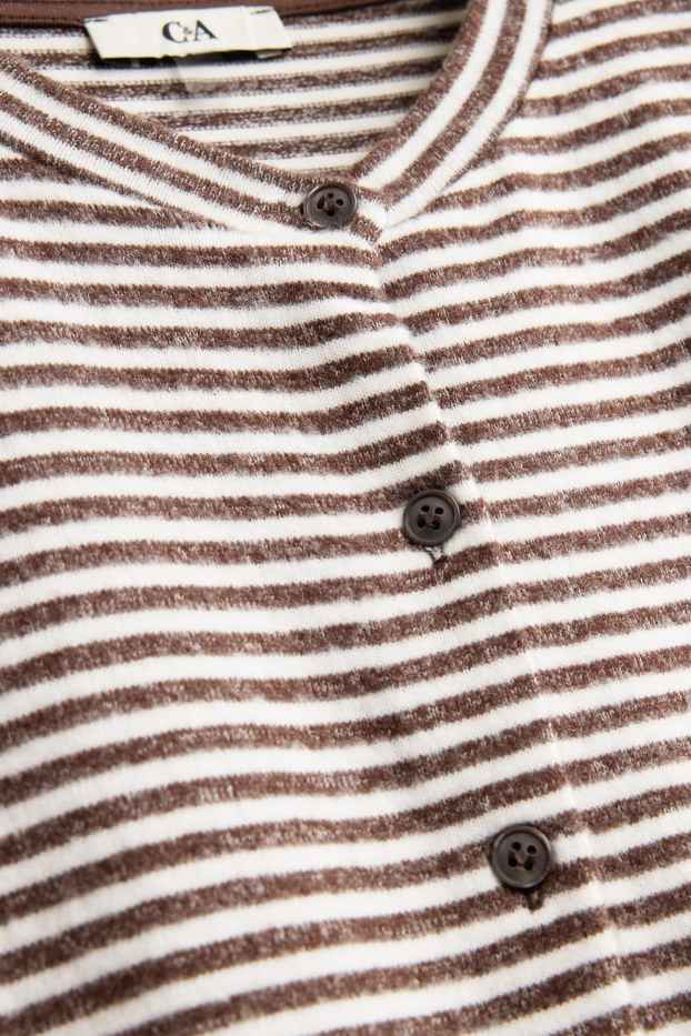 Women - Cardigan - striped - brown / cremewhite