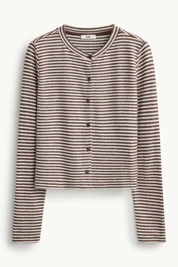 Women - Cardigan - striped - brown / cremewhite