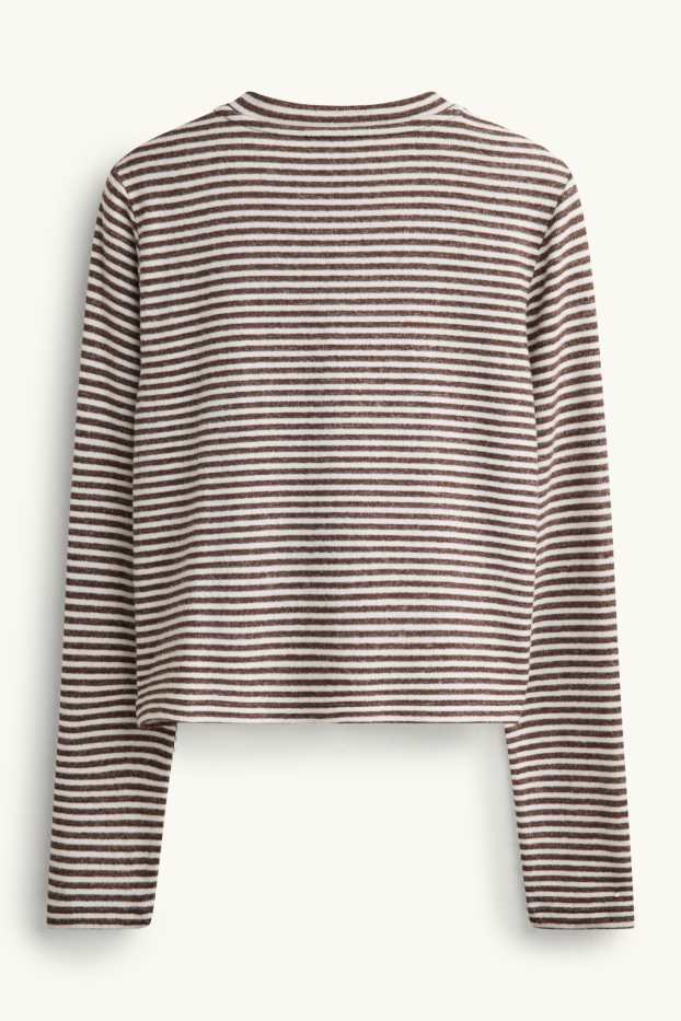 Women - Cardigan - striped - brown / cremewhite