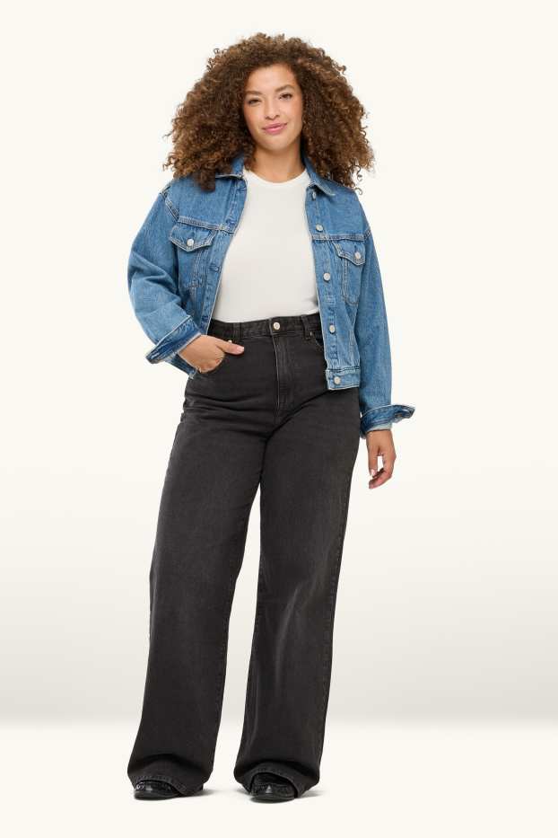 Women - Wide leg jeans - high waist - black