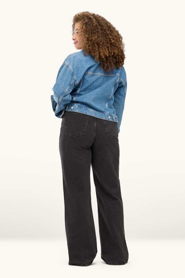 Women - Wide leg jeans - high waist - black