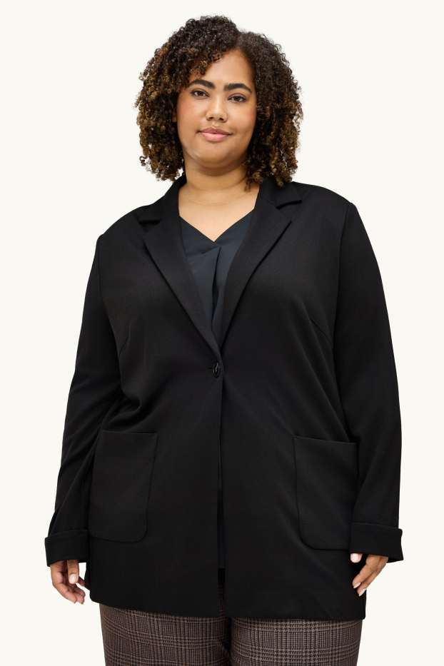 Femmes - Blazer long - curvy fit - noir
