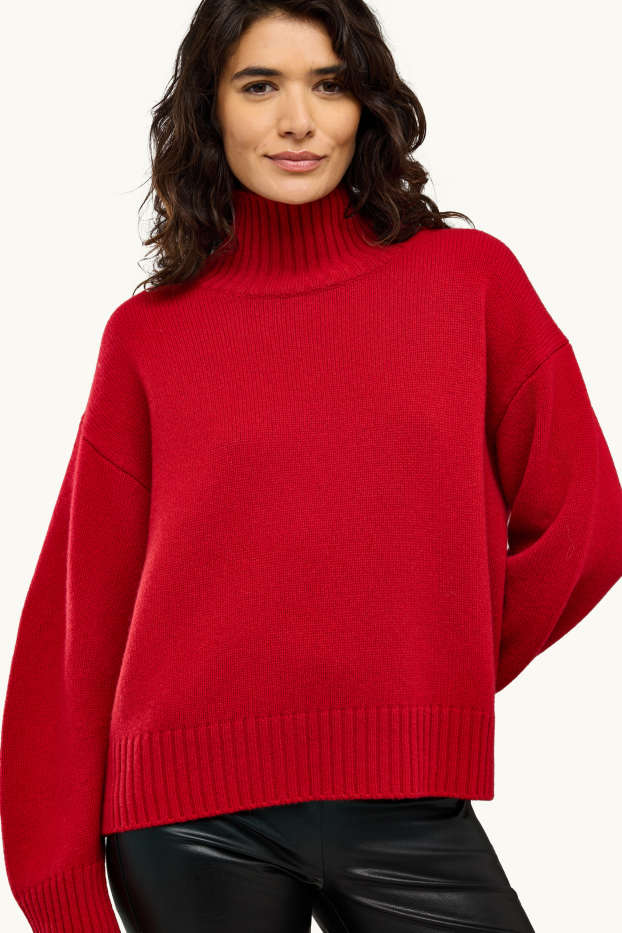 Damen - Woll-Pullover - rot