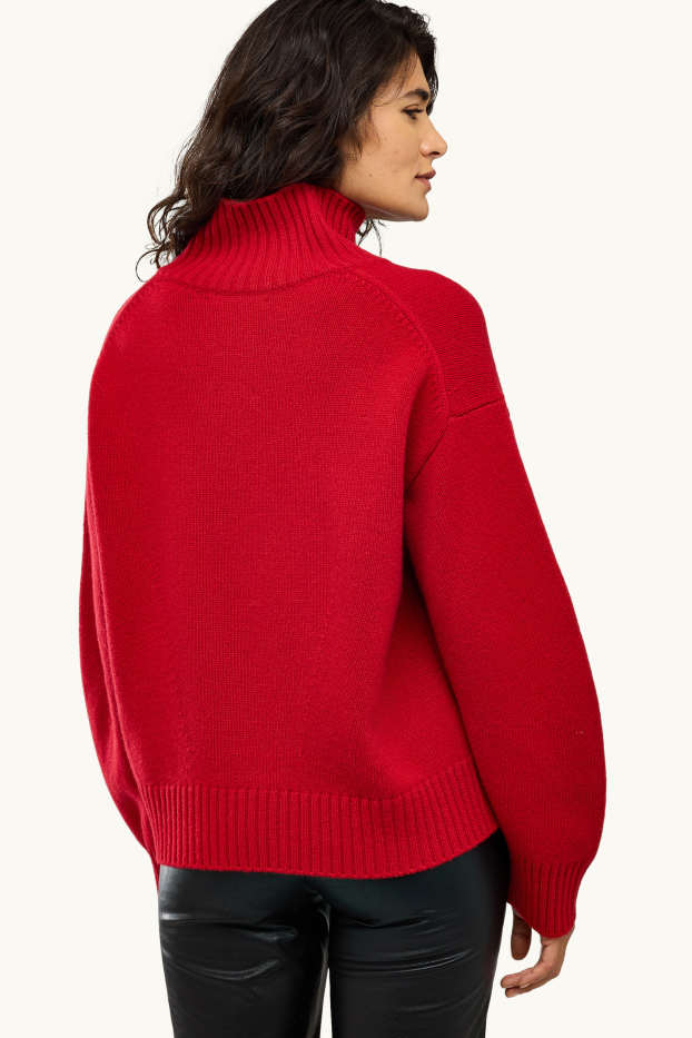 Damen - Woll-Pullover - rot