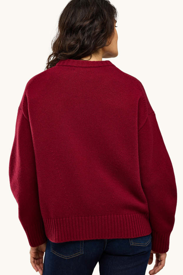 Damen - Woll-Pullover - rot / rot
