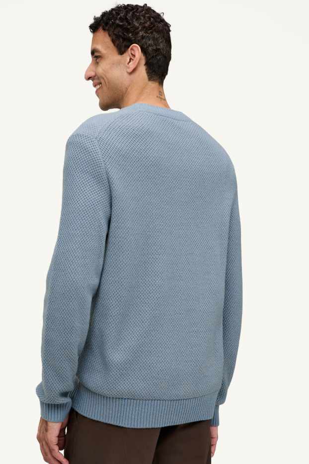 Hommes - Pull - finition texturée - bleu clair