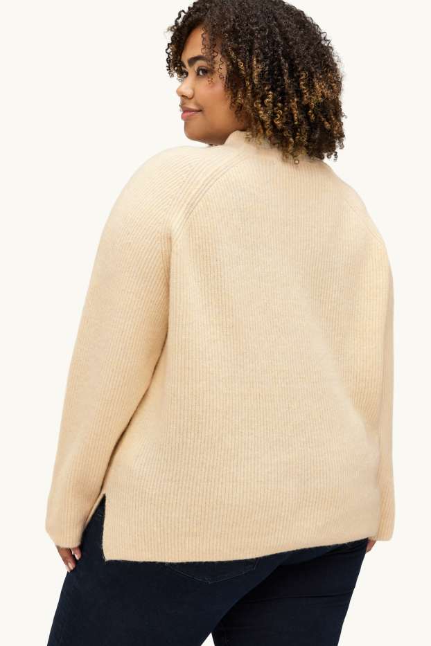 Women - Jumper - ribbed - creme