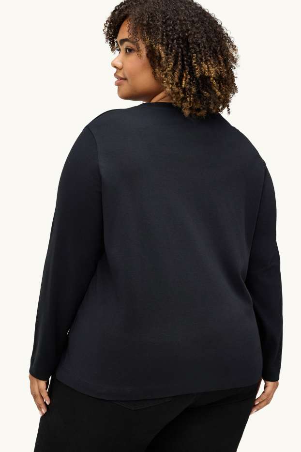 Women - Long sleeve top - regular fit - black