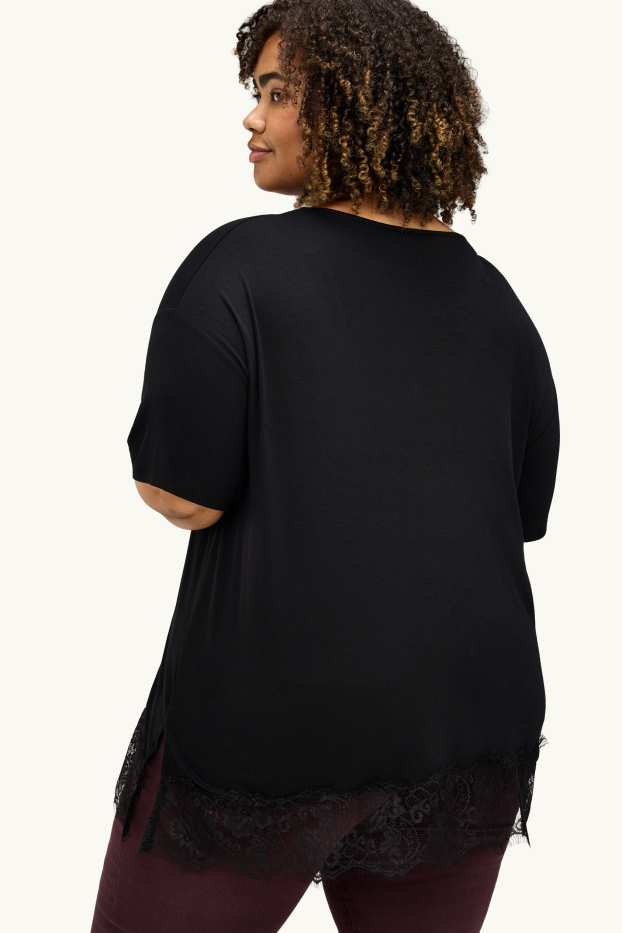 Dámské - Tričko - curvy fit - černá