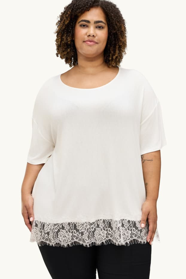 Dámské - Tričko - curvy fit - bílá