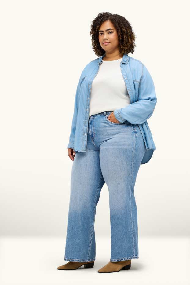 Dámské - Wide leg jeans - high waist - džíny - modré