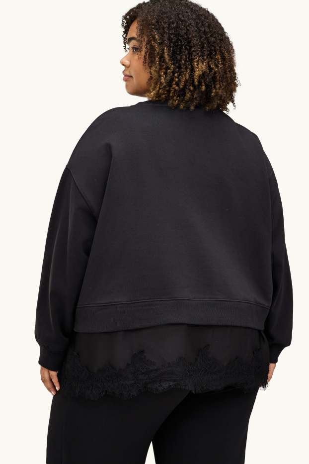 Damen - Sweatshirt - 2-in-1-Look - schwarz