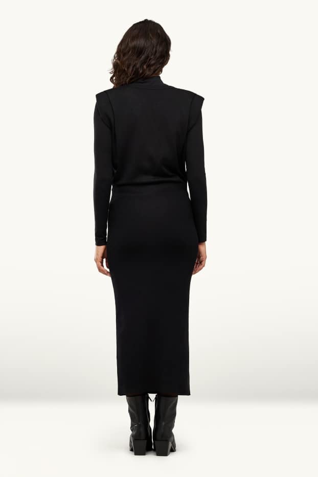 Femmes - Robe en maille - straight fit - viscose mélangée - noir