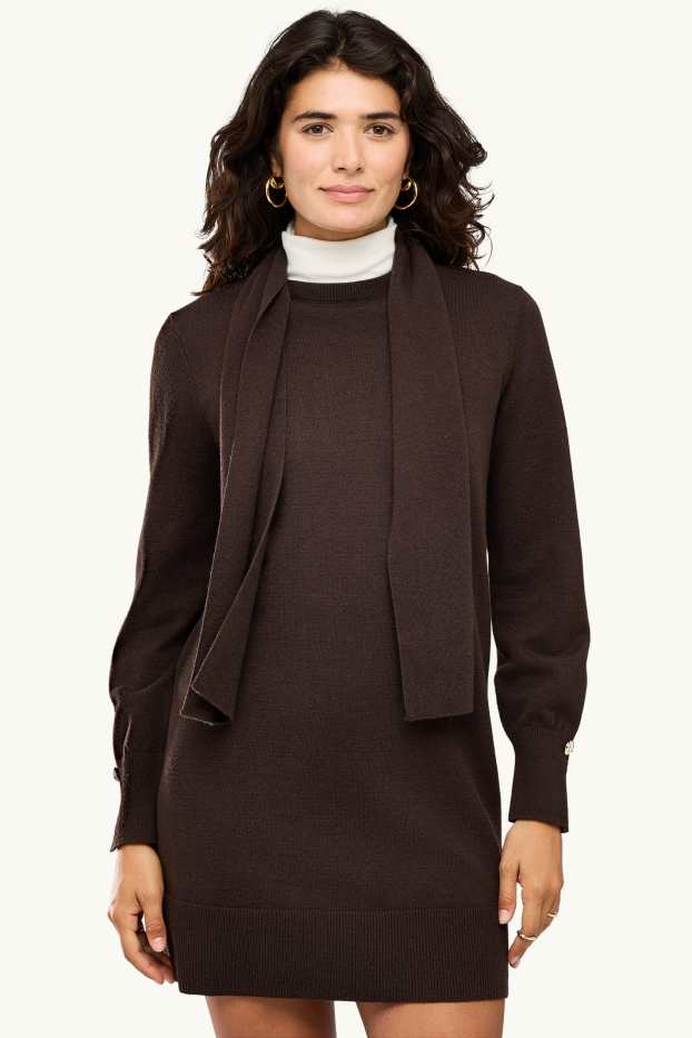 Damen - Strickkleid - Straight Fit - braun