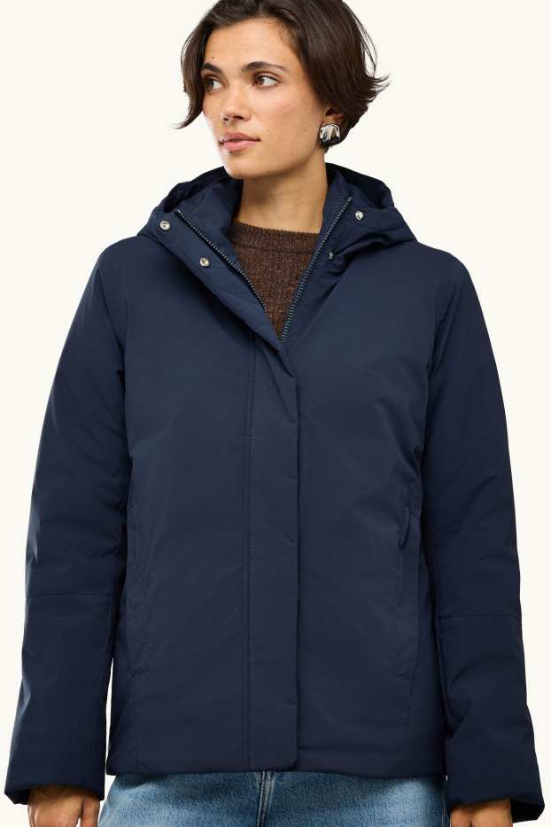 Damen - Funktionsjacke mit Kapuze - gefüttert - wasserdicht - dunkelblau