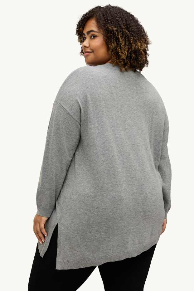 Women - Fine knit jumper - gray-melange