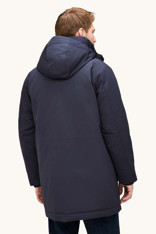 Uomo - Parka con cappuccio - foderato - blu scuro