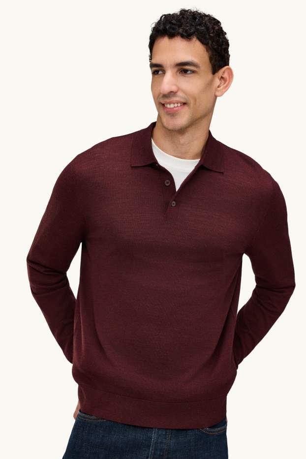 Herren - Merino-Pullover - bordeaux