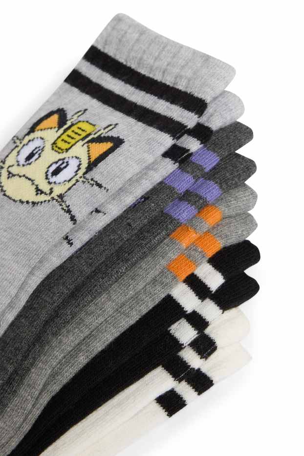 Nen - Paquet de 5 - Pokémon - mitjons amb dibuix - blanc/gris