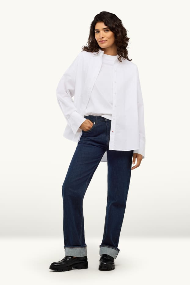 Damen - Straight Jeans - High Waist - Selvedge - dunkeljeansblau