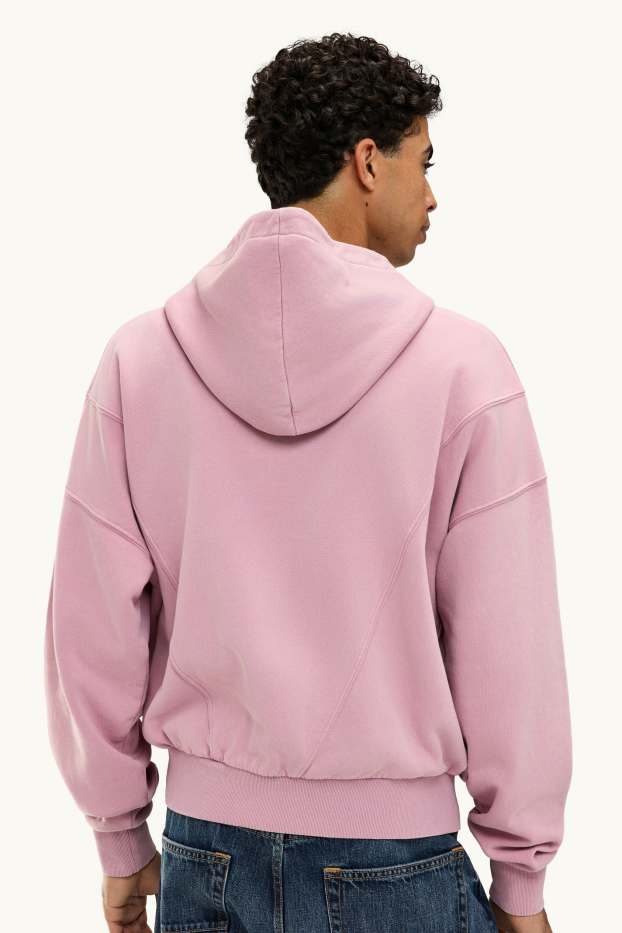 Hommes - Sweat zippé avec capuche - rose