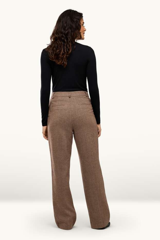 Donna - Pantaloni business in twill - vita media - straight fit - marrone
