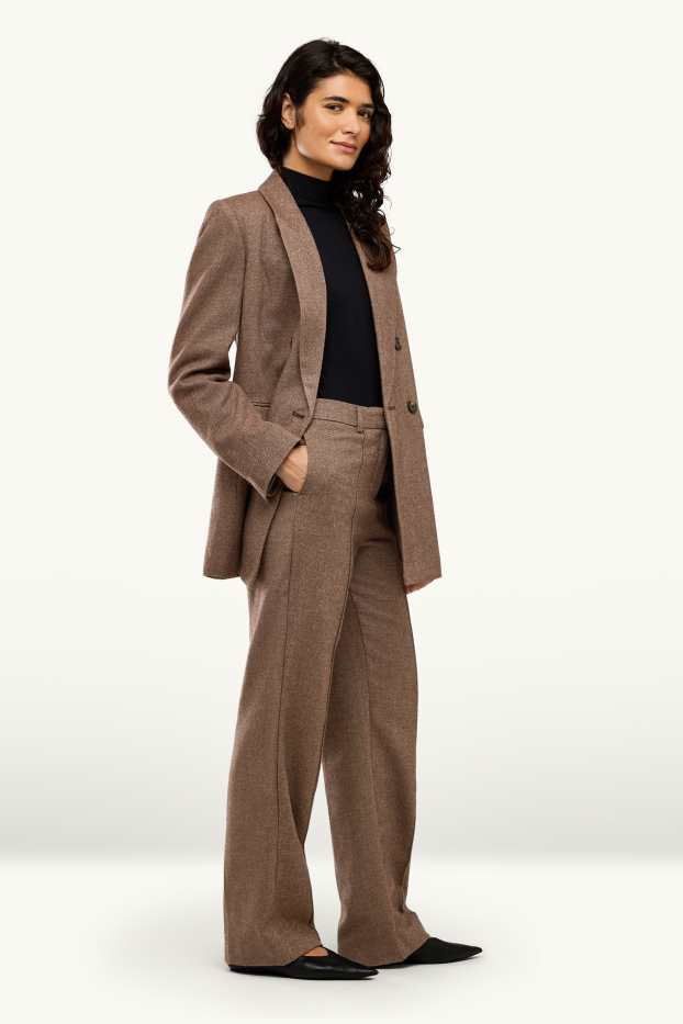 Donna - Pantaloni business in twill - vita media - straight fit - marrone
