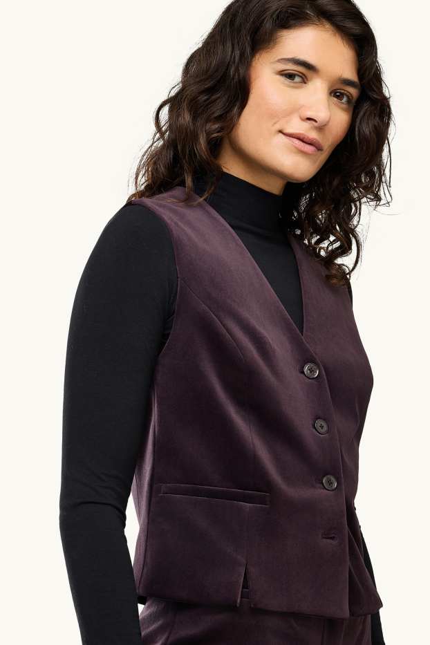 Damen - Samt-Business-Weste - tailliert - violett