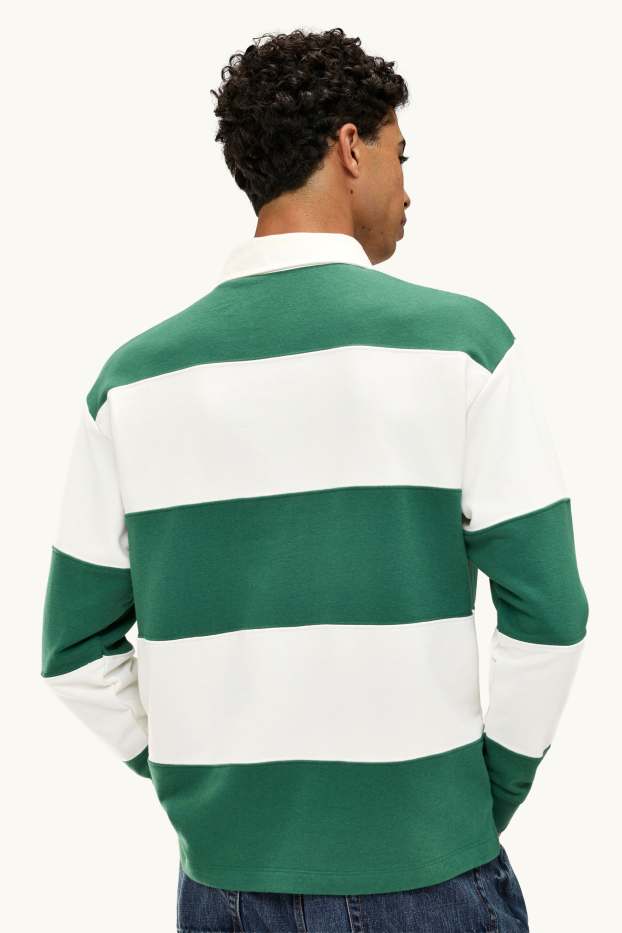 Uomo - Polo - oversize - a righe - verde scuro / bianco