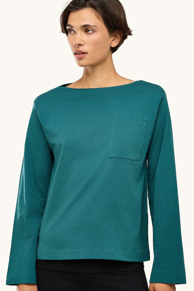 Dames - Longsleeve - relaxed fit - petrol